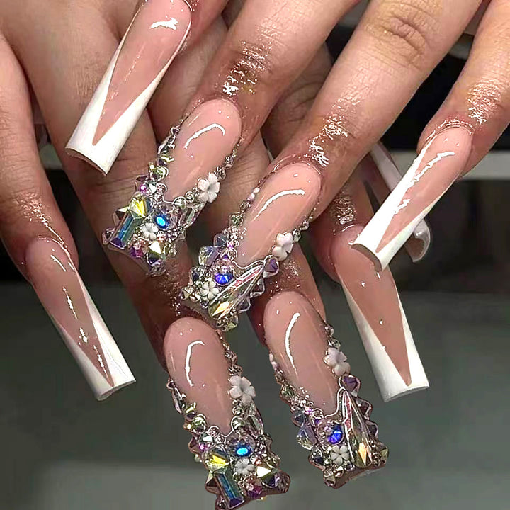 Luxury Stiletto Press-On Nails with Floral Embellishments Kalsten