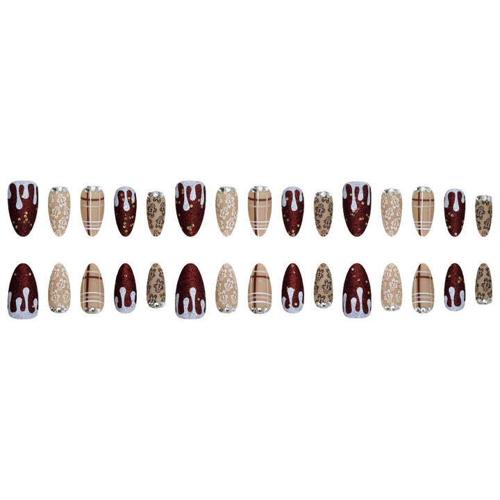 Festive Gingerbread Themed Press-On Nails Kalsten