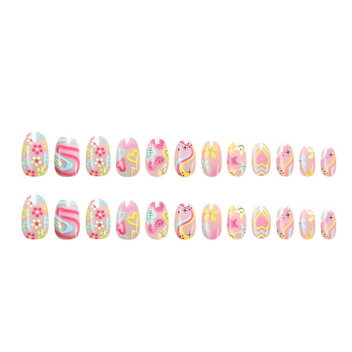 Nail set with playful 3D motifs and colorful designs Kalsten