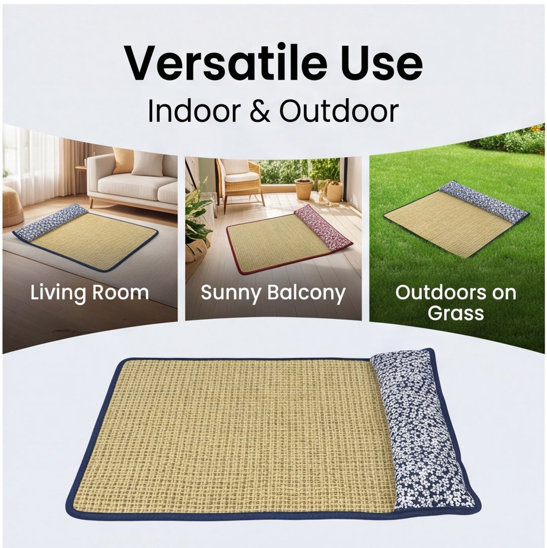 Unisex nan cooling sisal sleeping mat with padded neck pillow for pets Kalsten