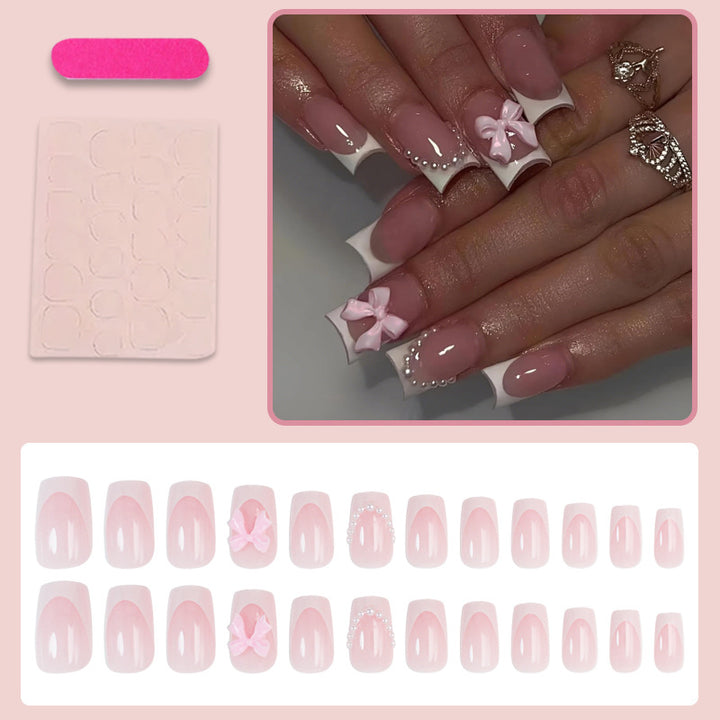 Artifical nail set with romantic bows and elegant accents Kalsten