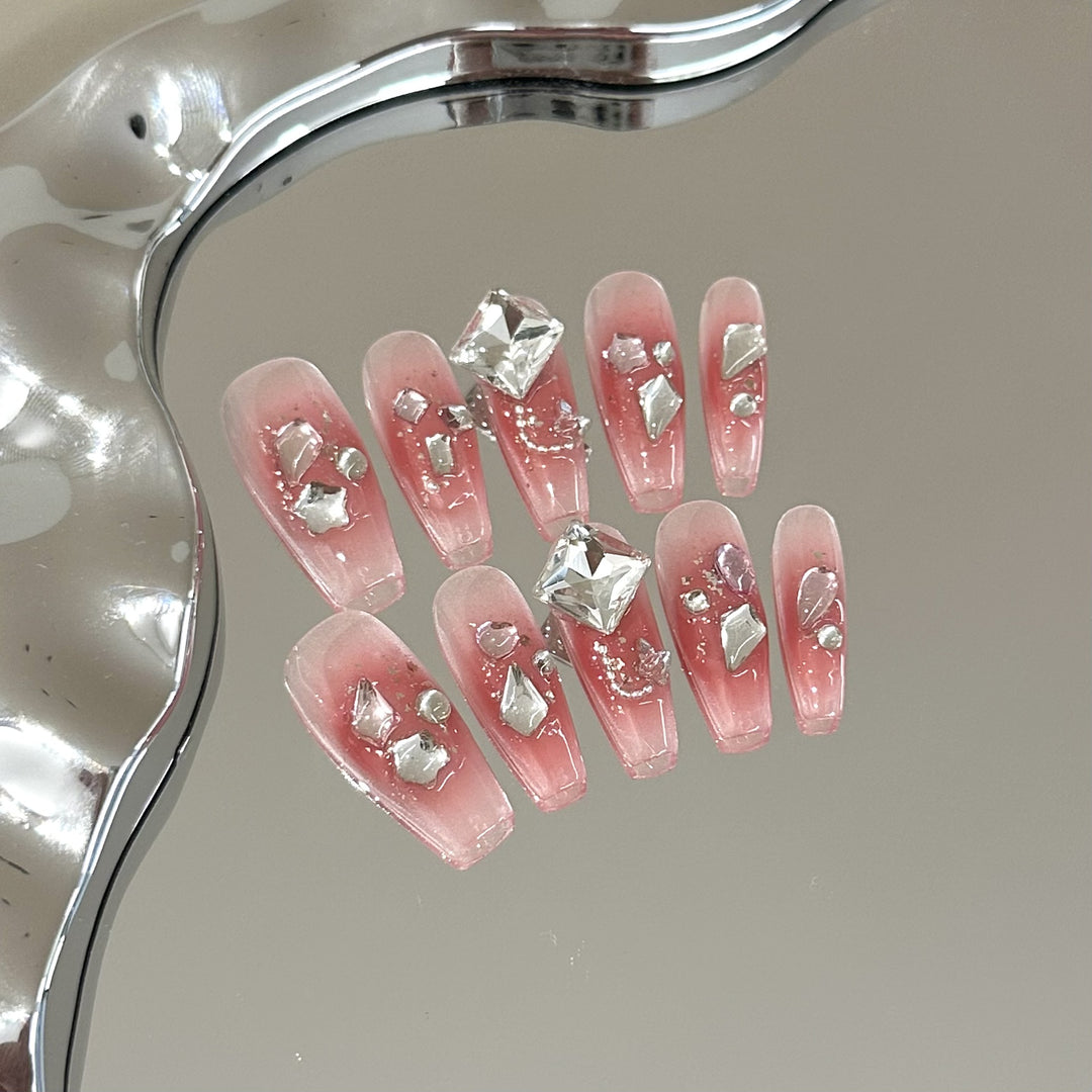 Elegant Crystal-Embellished Press-On Nails