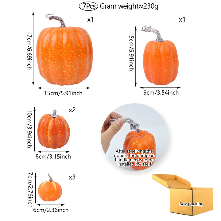 Realistic art pumpkin decoration set in varying sizes with removable stems