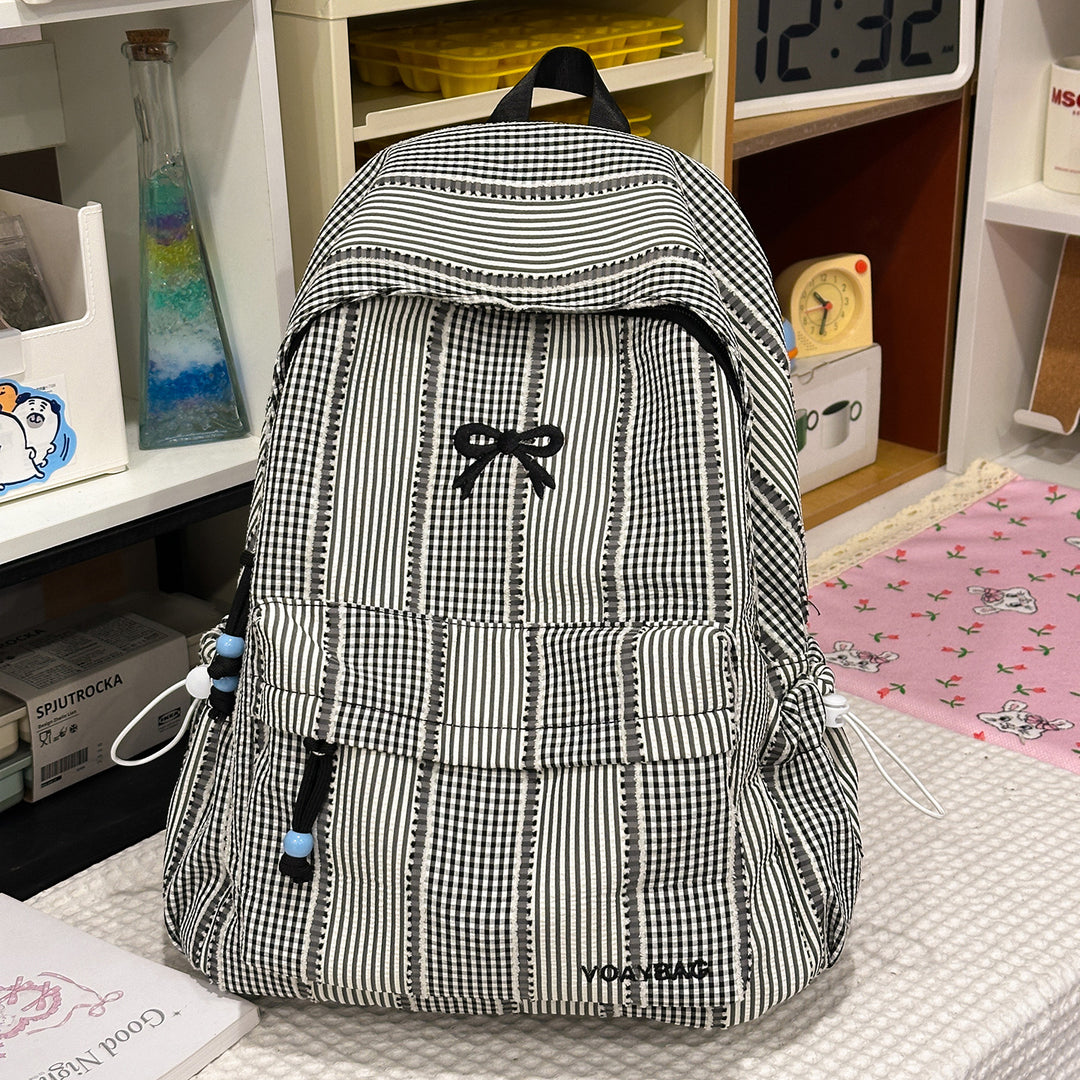 Cute Checked Patterned School Backpack Kalsten