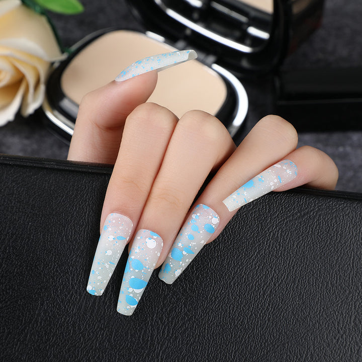 Artistic splatter design artificial nails Kalsten