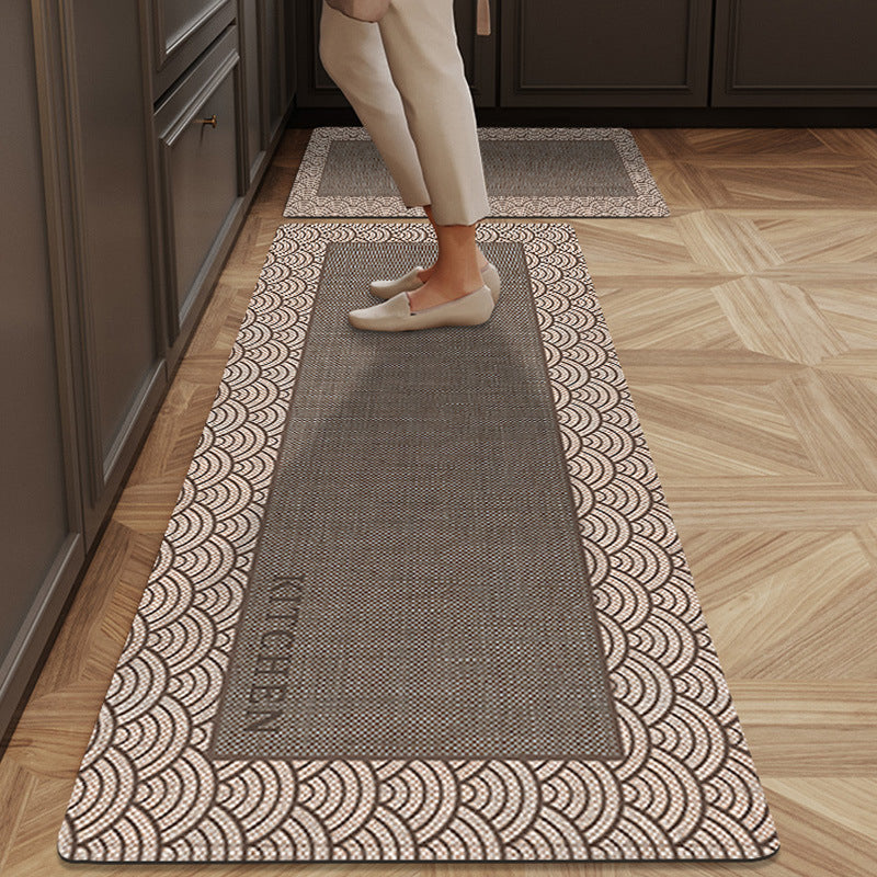 Floral Border Kitchen Runner Mat