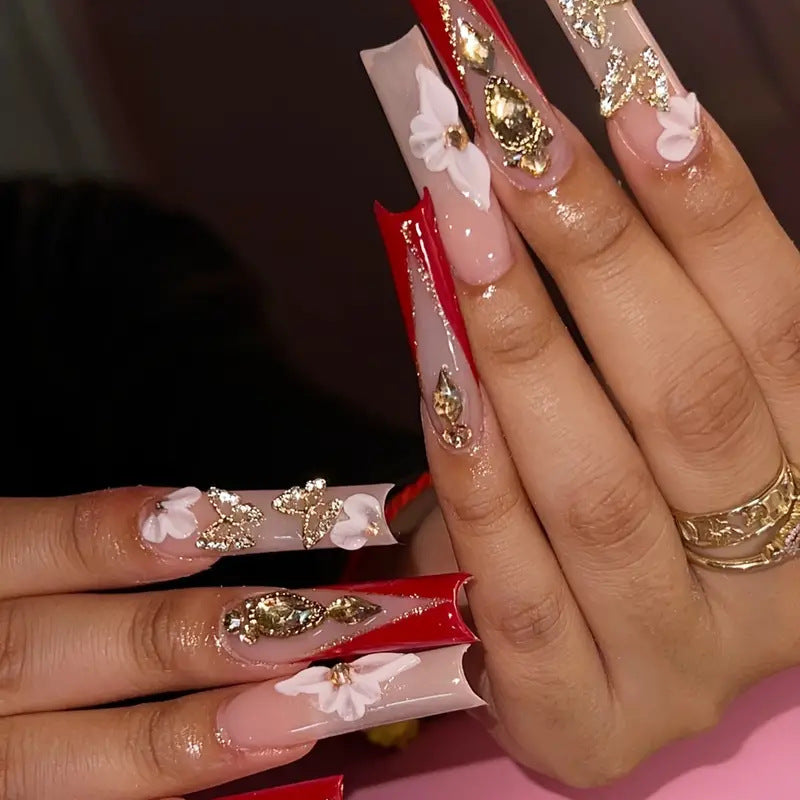 Glamorous Decorative Long-Length Press-On Nails Kalsten