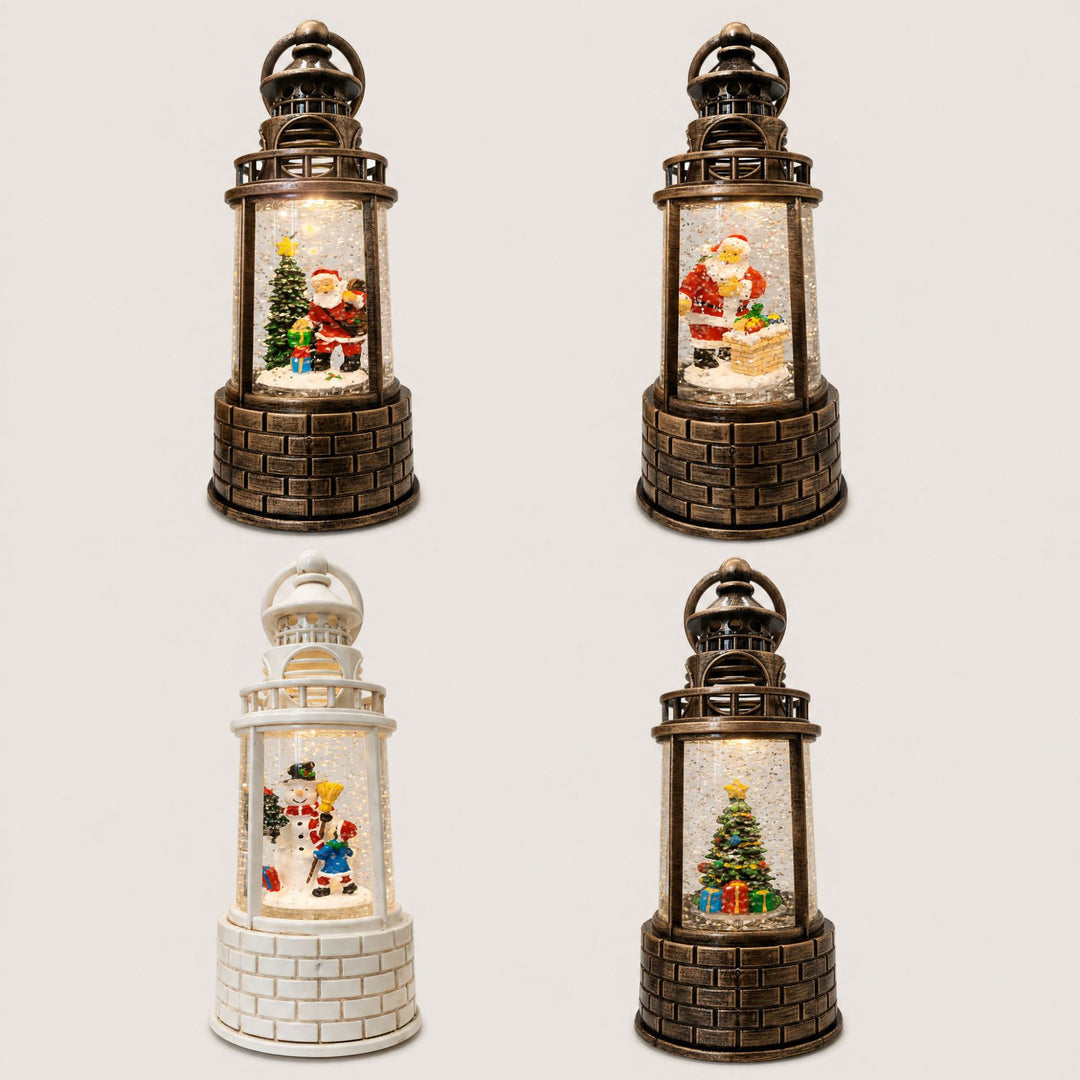Nostalgic snow lantern with moving snowman scene Kalsten