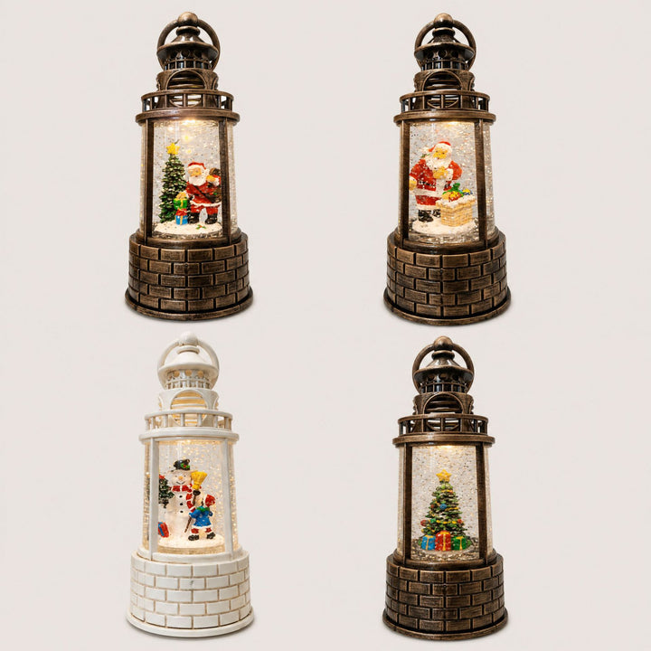 Nostalgic snow lantern with moving snowman scene Kalsten