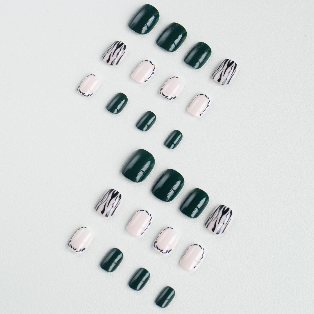 Artistic Nail Art Set with Geometric Patterns