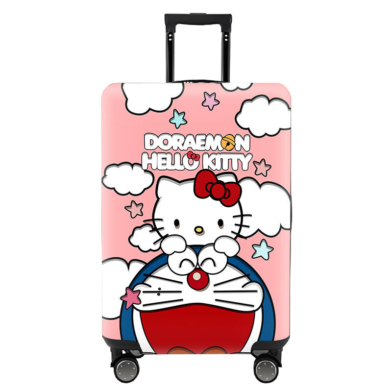 Unisex nan elastic motif suitcase cover made of stretchable polyester with handle and wheel openings Kalsten