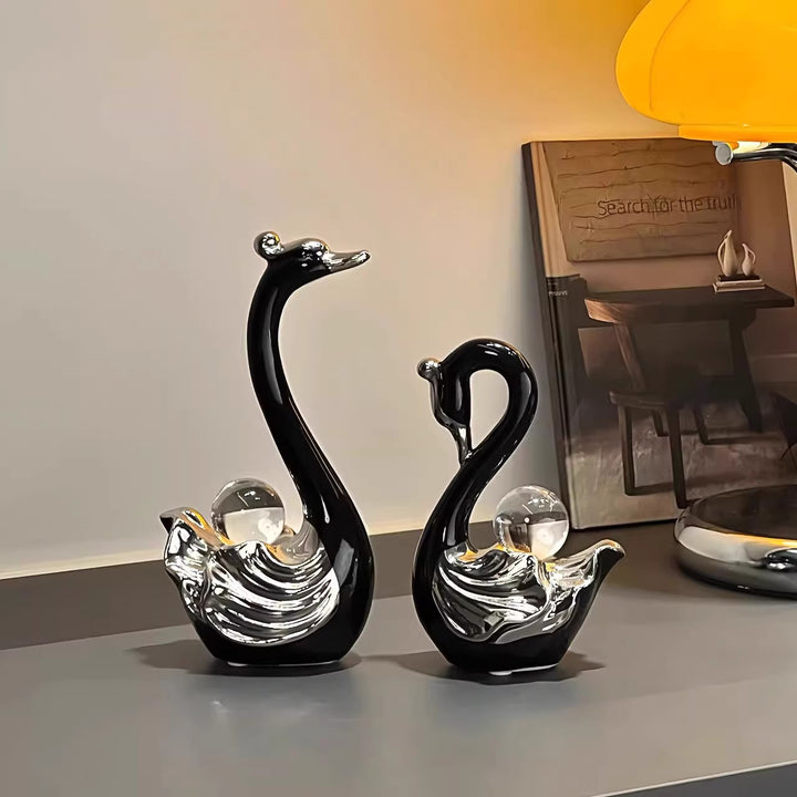 Elegant Ceramic Swan Figurines