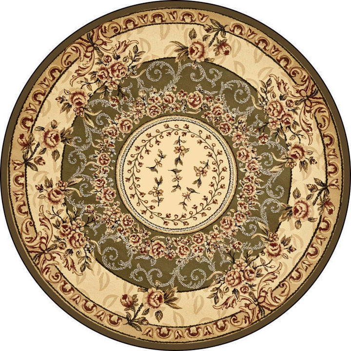 Round Vintage Floral Area Rug