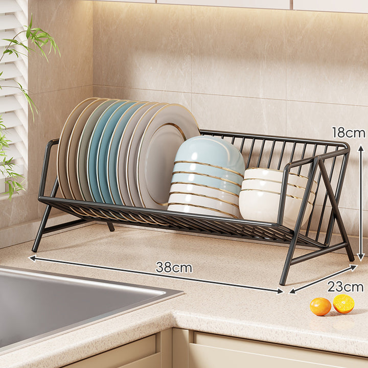 Compact Stainless Steel Countertop Plate Organizer with Removable Drip Tray