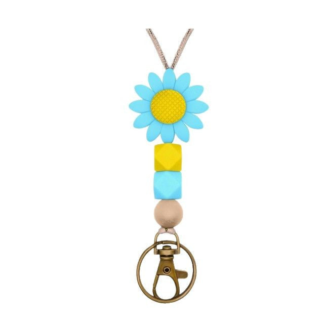 Colorful Flower-Themed Beaded Keychain Holder Kalsten