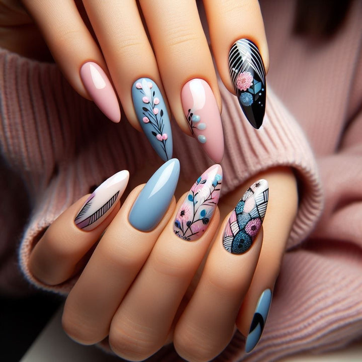 Artificial nails with floral accents Kalsten