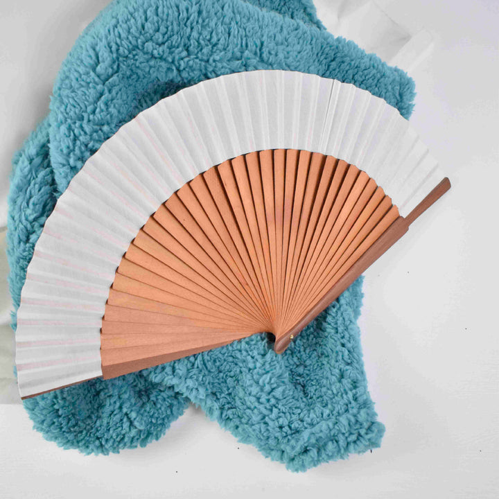 Ladies fan made of high-quality paper with stylish wooden frame Kalsten