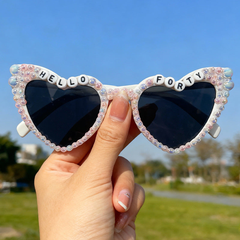 Pearl-Embellished Cat-Eye Sunglasses Kalsten