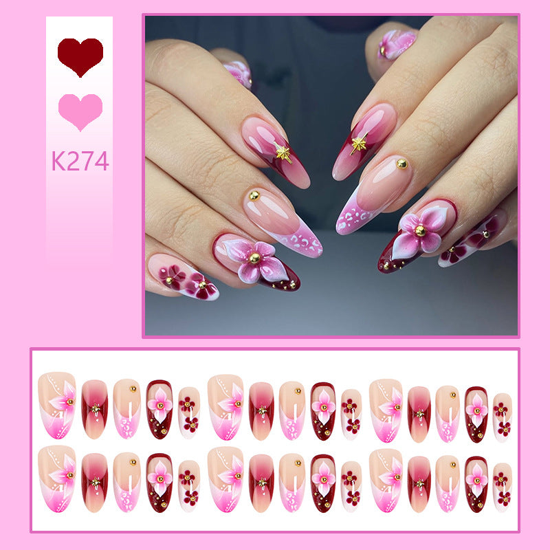Artificial nails with floral designs and elegant details Kalsten