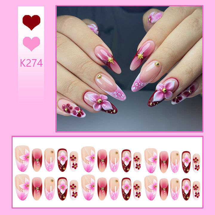 Artificial nails with floral designs and elegant details Kalsten