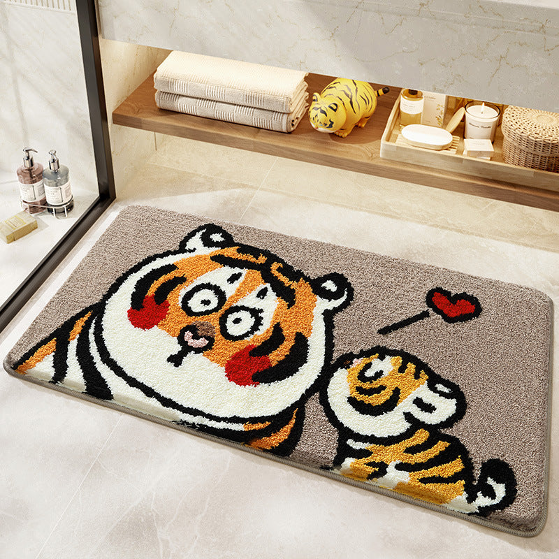Playful Cartoon Tiger Bath Mat Kalsten