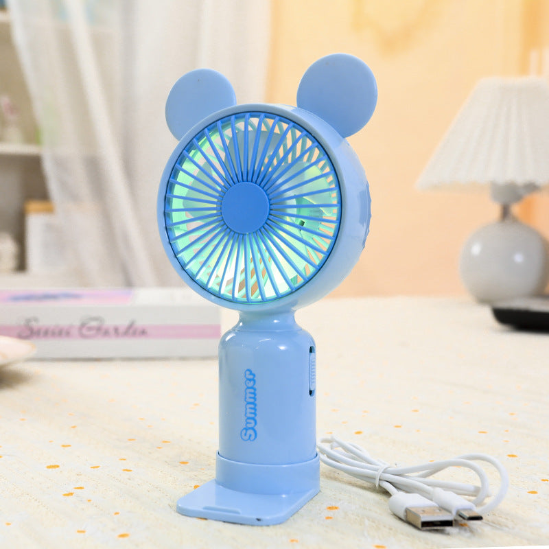 Ladies portable USB mini fan with LED night light folding stand and cute design Kalsten