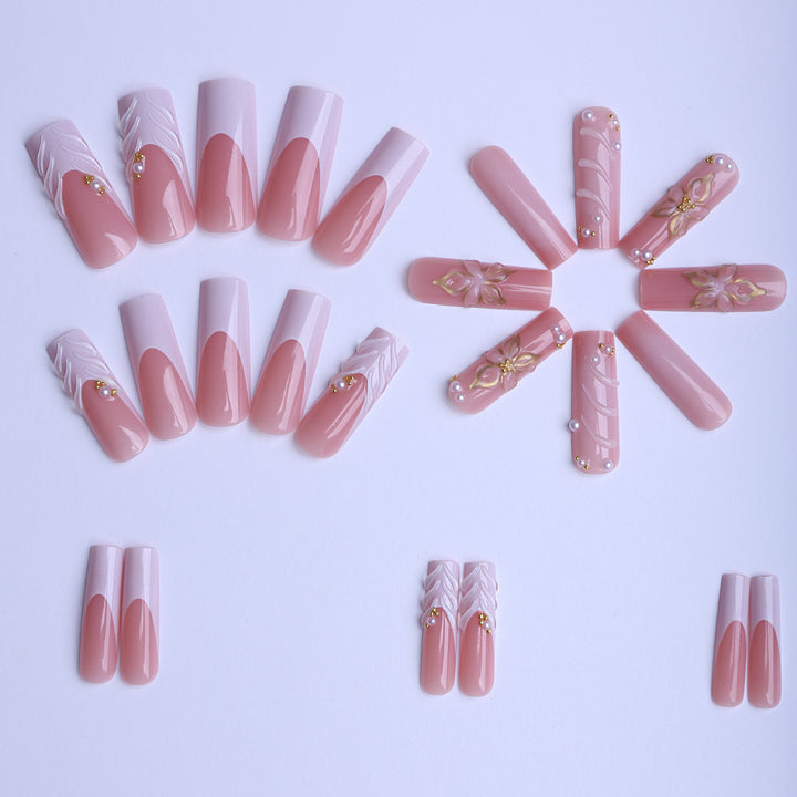 Artificial nails with handcrafted floral accents Kalsten