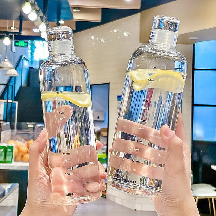 Women's transparent motif drinking bottle with time markers Kalsten