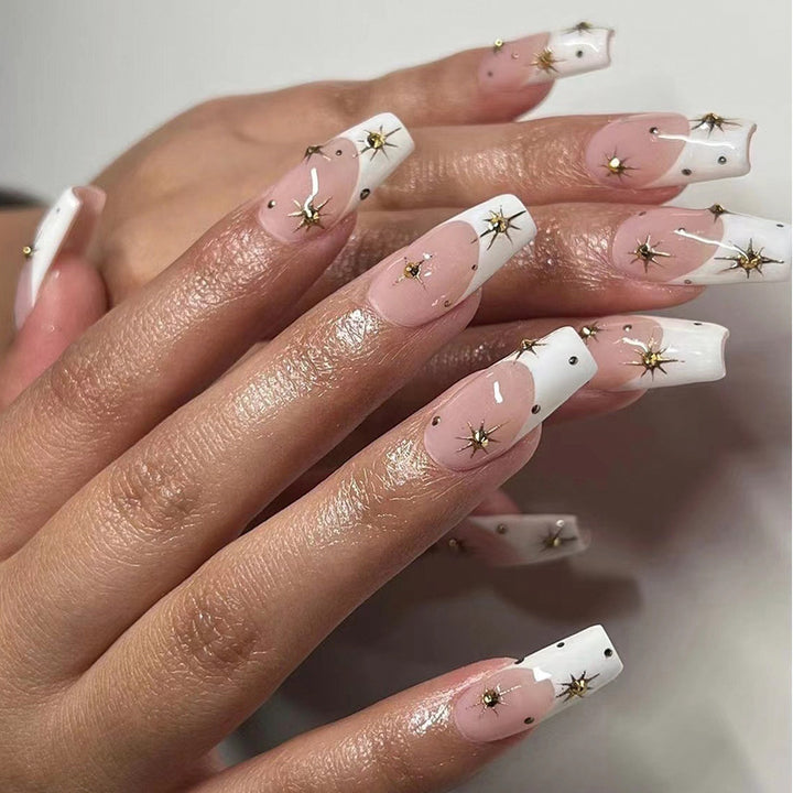 Elegant Gel Nails with Sparkling Star Decorations Kalsten