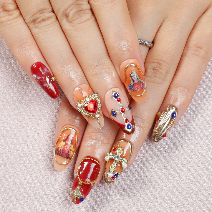 Elegant Artificial Nails with Decoration Kalsten