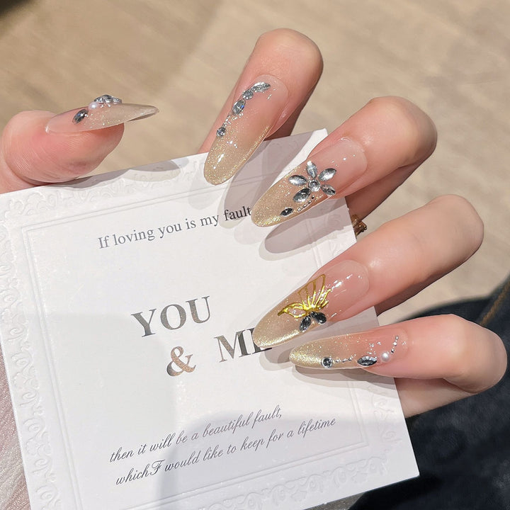 Artistic Glittery Nail Extensions Kalsten