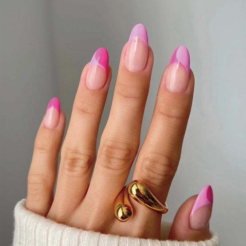 Artificial nail extensions with elegant glitter French tip design Kalsten