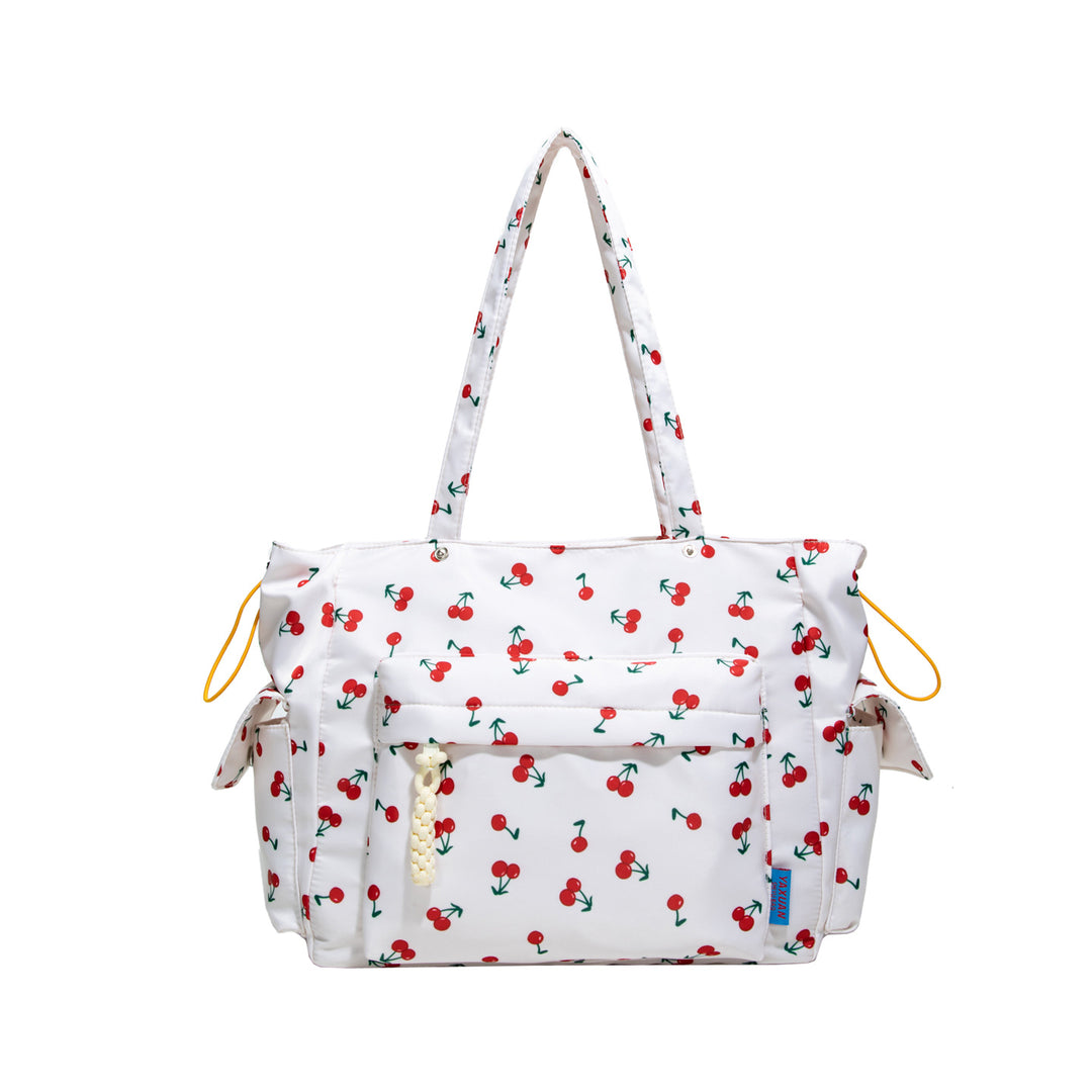 Cherry Print Multi-Pocket Tote Bag Kalsten