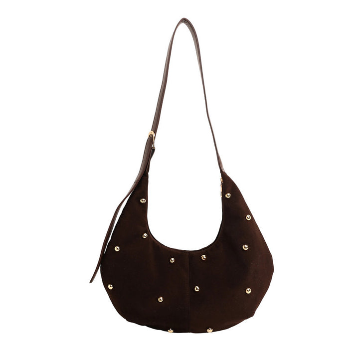 WoTextured Suede Hobo Bag with Decorative Studs Kalsten
