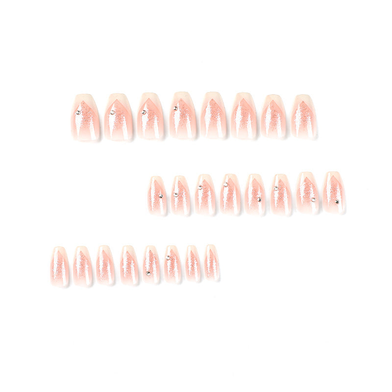 Elegant Artificial Nails with Glitter and Romantic French Tip Kalsten