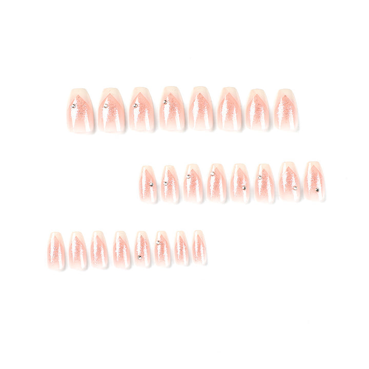 Elegant Artificial Nails with Glitter and Romantic French Tip Kalsten