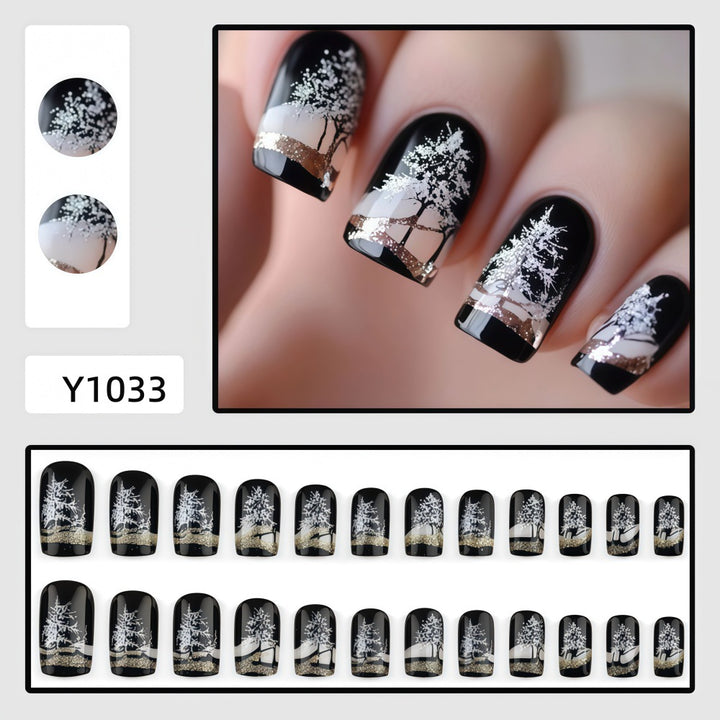 Artificial nails with romantic winter forest pattern Kalsten