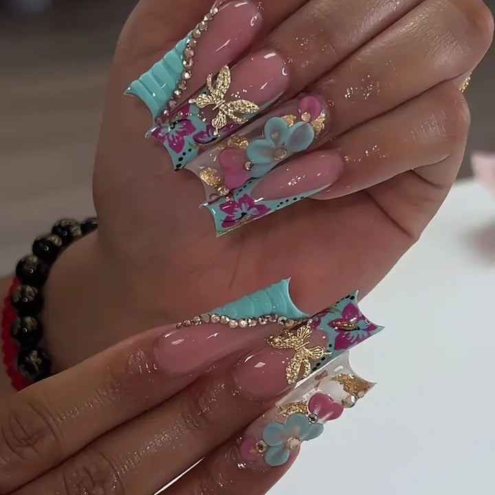 3D Floral Decorative Press-On Nail Art Kalsten