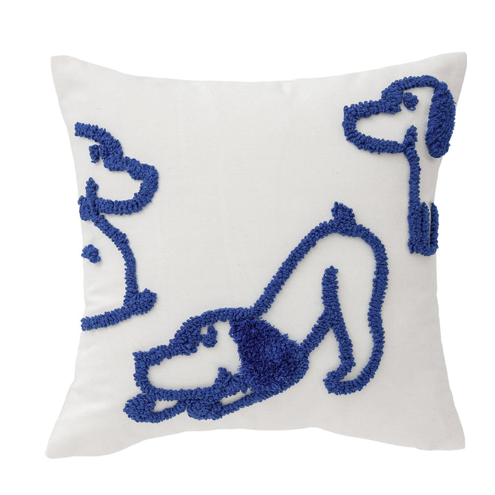 Rectangular decorative lumbar pillow with hand-tufted dog motif made of cotton blend Kalsten