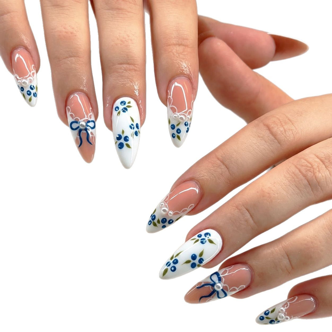 Artificial nails with romantic flower and bow decor Kalsten