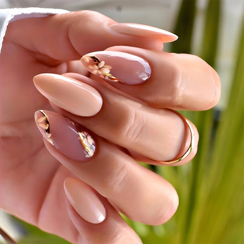 Premium Press-On Nail Set with Floral Accents Kalsten