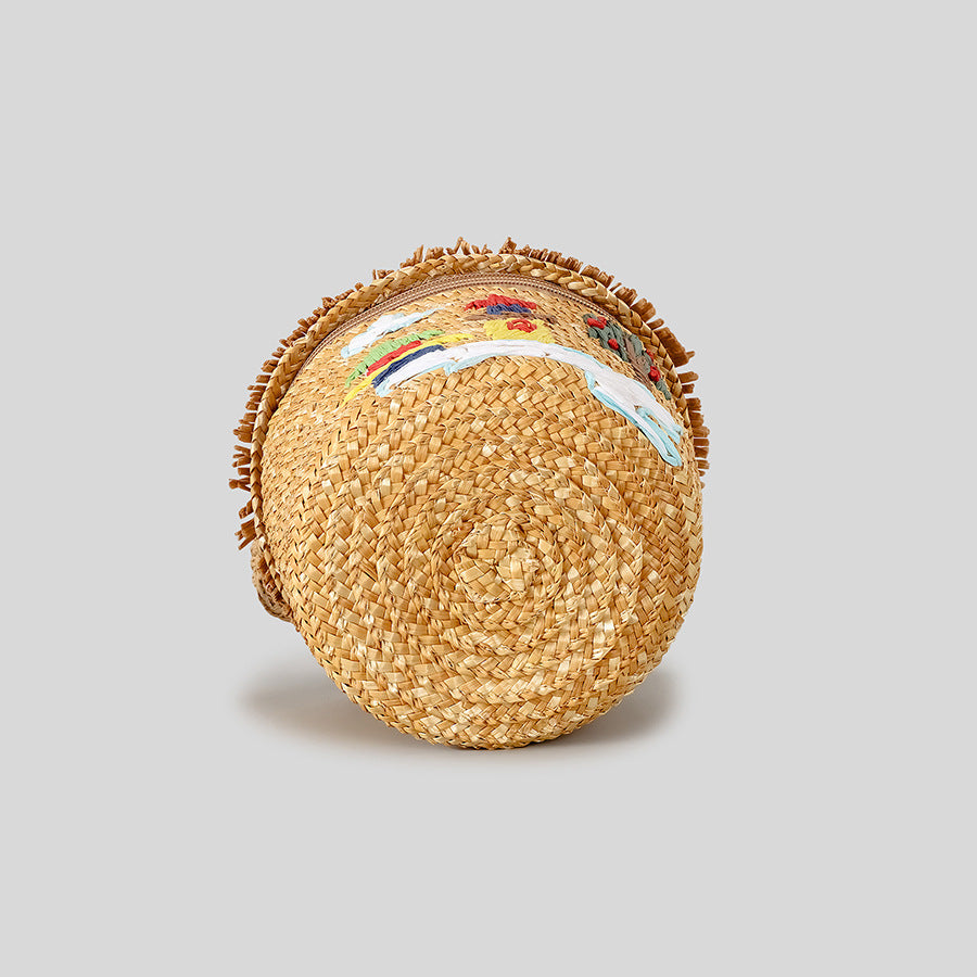 Rustic House-Shaped Straw Handbag