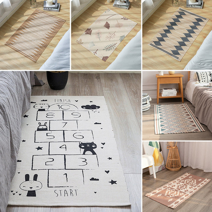 Flat-woven decorative living room rug with geometric ethnic medallion Kalsten