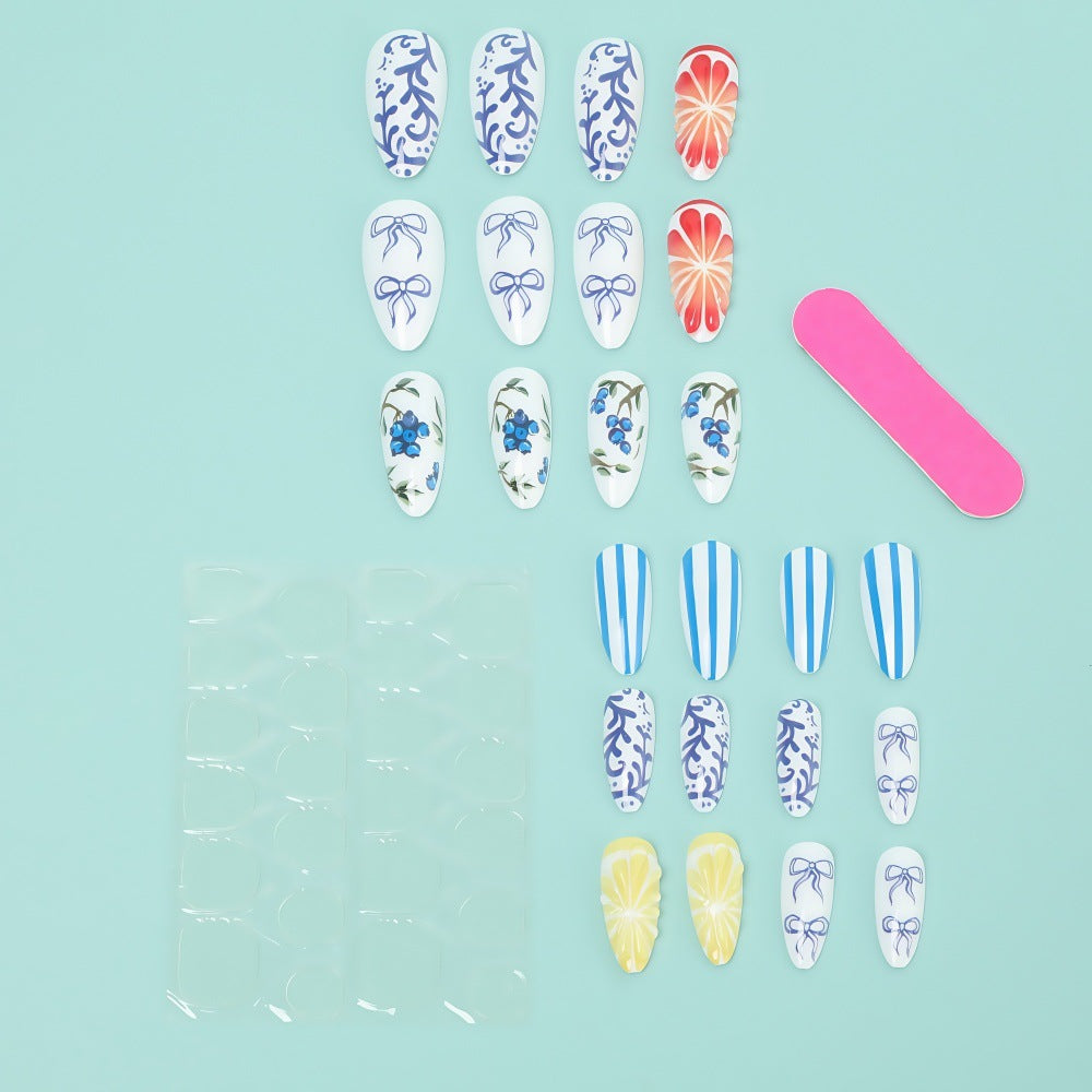 Artificial Nail Set with Handcrafted Floral and Graphic Designs Kalsten