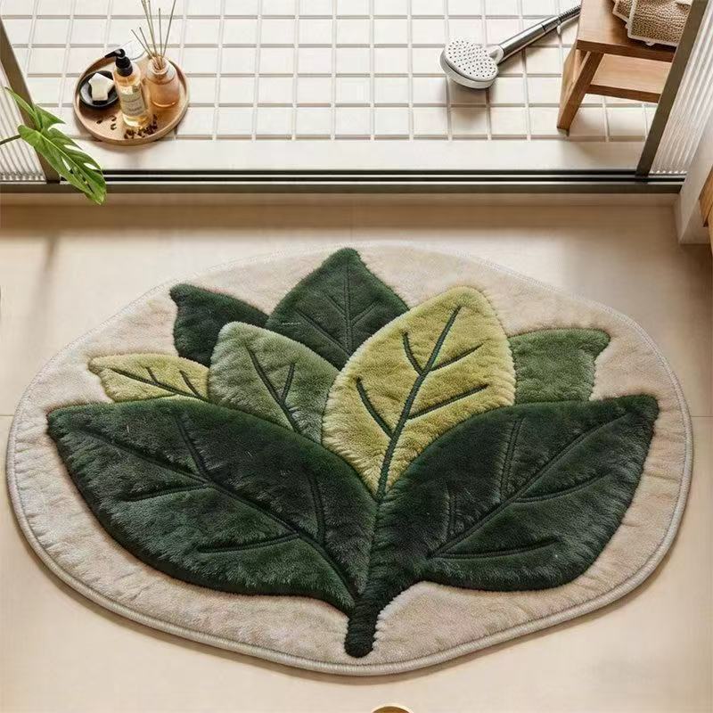 Leaf-Shaped Plush Bath Mat