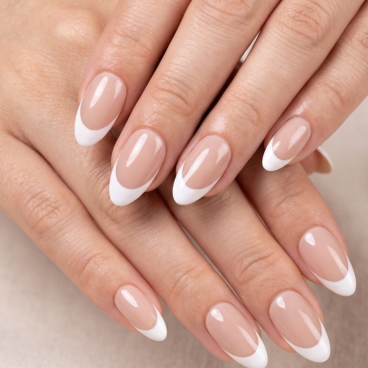 Elegant Press-On Nail Set with French Tip Design