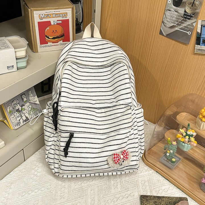 Striped Cozy Fabric Backpack Kalsten