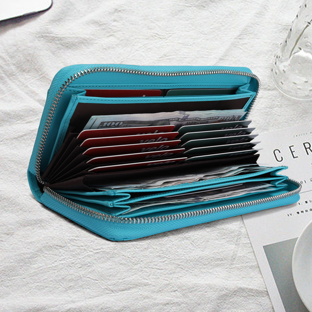 Crocodile-Embossed Zip-Around Wallet Kalsten
