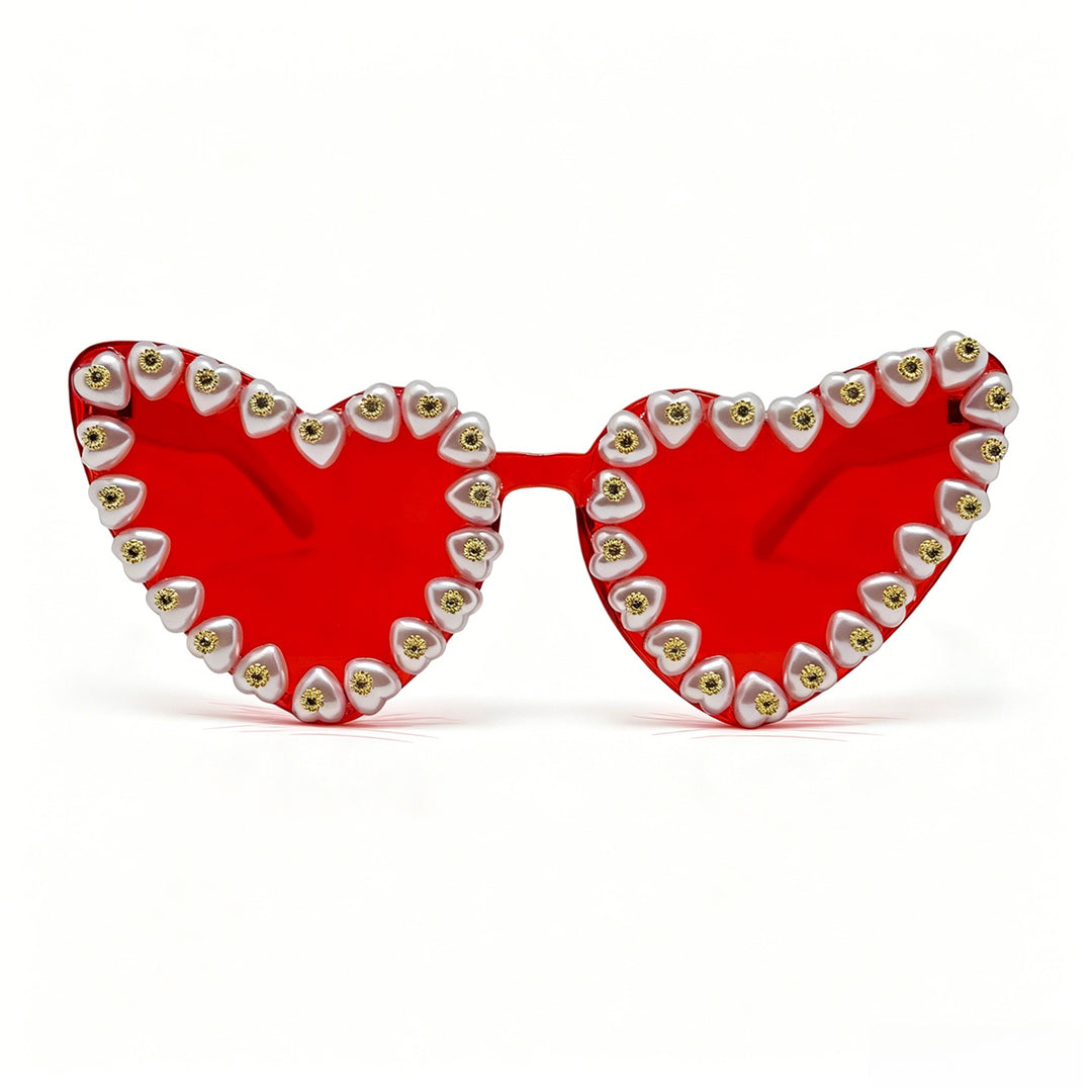 Women Heart-Shaped Sunglasses with Extravagant Jewelry Details Kalsten