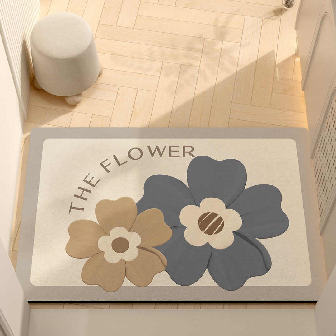 Whimsical Floral Motif Memory Foam Bath Mat